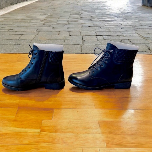 Kim Rogers Black Lace Up Boots with Quilted Detail- New, never worn - Picture 3 of 8